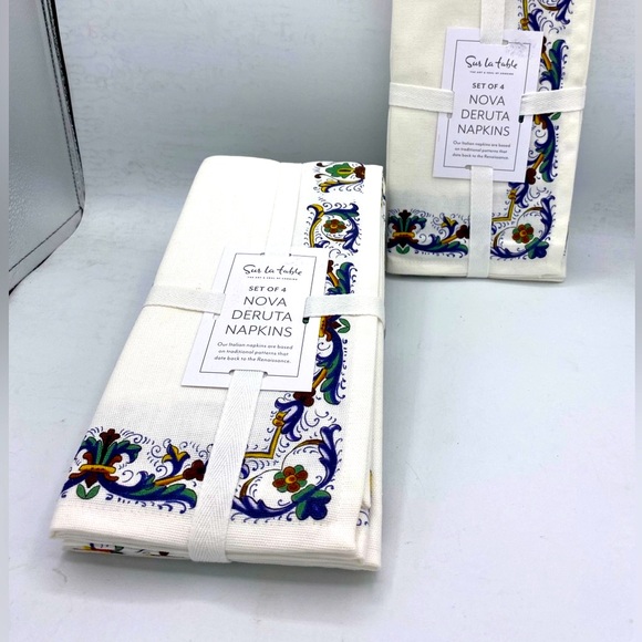 Sur La Table Deruta Napkin Set Of 4 Napkins (2 Sets) Made In Italy NWT - Picture 3 of 8